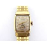 Gruen, a 1950s 'Veri-thin' rolled gold manual wind wristwatch, the tonneau case with silvered