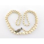 A graduated cultured pearl necklace, 56cm long, largest pearl approx. 7.1mm