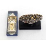 Judaica. A large electroformed silver and gold plated mezuzah by Arad Avraham, unused in original