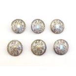 A set of six Edwardian silver buttons by Henry Matthews, Birmingham, 1904, pierced with shamrocks