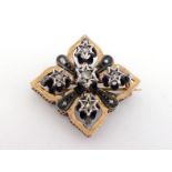 A French 19th century rose cut diamond brooch, set with five rose cuts in a star settings, in a gold