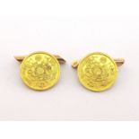 A pair of gold cuff links, the links formed from Japanese Meiji period (year 4) coins, 3.9mm, the