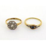 A diamond cluster ring, the octagonal cluster pave set with mine cut stones, the cluster 12mm