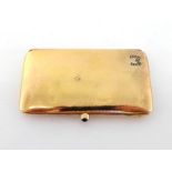 A Dutch 14 carat gold, diamond and sapphire calling card case, circa 1930, the rectangular planished