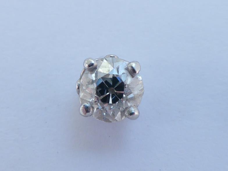 A pair of single stone diamond ear studs, each old brilliant cut stone approx. 0.57 carat, - Image 2 of 6