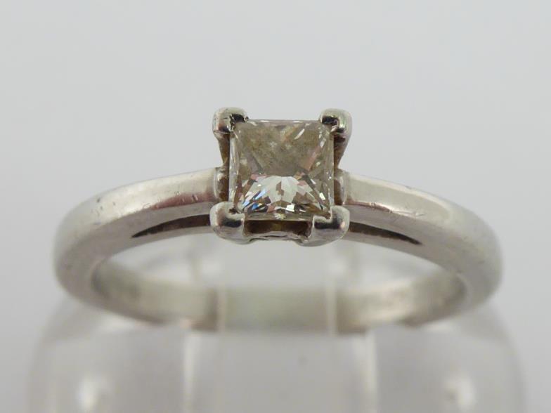 Two platinum and diamond rings, the first single stone princess cut 0.27 carat, the shank fully - Image 2 of 7