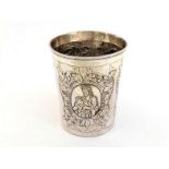 A Russian silver beaker, maker's mark only EV (Cyrillic), circa 1770, tapering form, sides chased