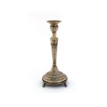 A modern Continental silver candlestick, possibly Portuguese, in 19th century style, fluted tapering