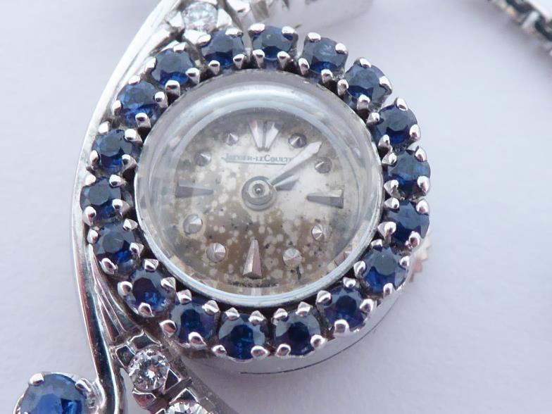 A 1950s sapphire and diamond pendant watch by Jaeger LeCoultre, the bezel set with small round cut - Image 2 of 5