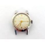 Longines, a 1950s mid size stainless steel manual wind wristwatch, no. 6244/1/112, the silvered dial