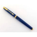 Parker 75, a 'lapis' lacquer fountain pen, with fine nib and Aerometric filler CONDITION: nib clean,