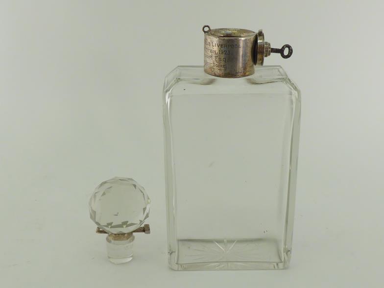 A silver-mounted glass decanter, the silver collar with patented lock securing the diamond-cut - Image 3 of 7