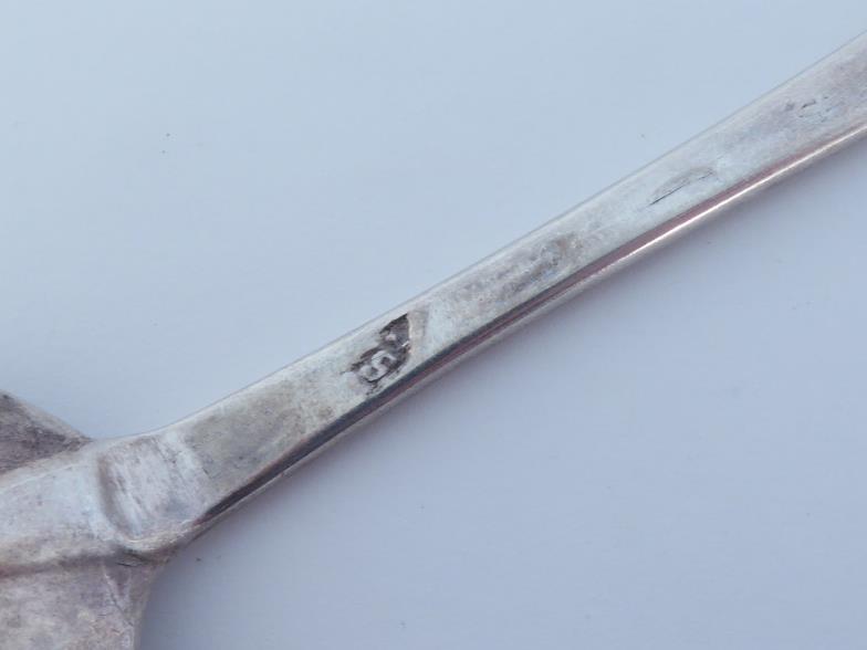 A George I silver rat-tail table spoon, maker's mark indistinct, S? with pellet below, in - Image 3 of 4