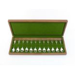 A set of "The Royal Horticultural Society Flower Spoons", by John Pinches, Sheffield, 1973/74/75, 12