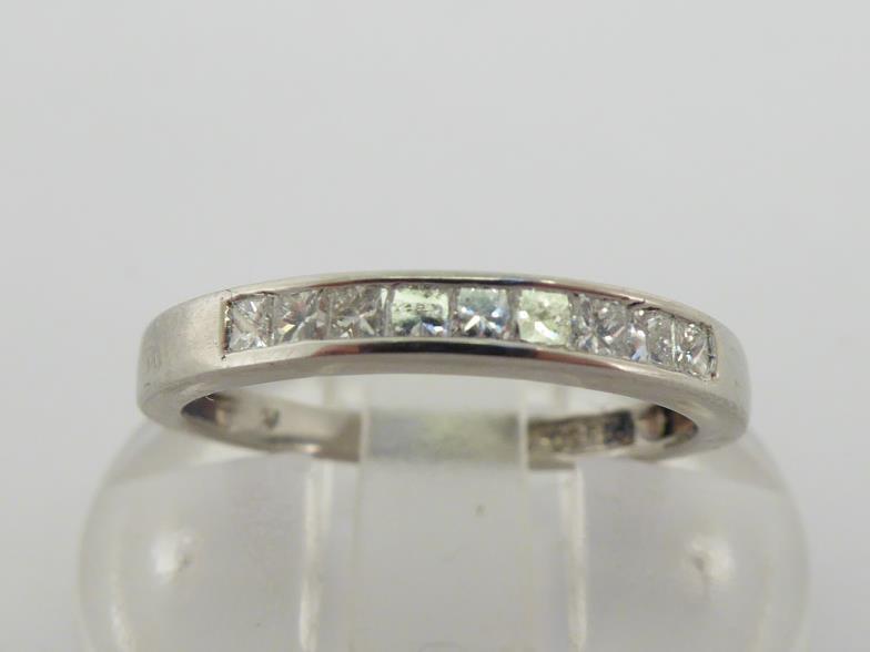 Two platinum and diamond rings, the first single stone princess cut 0.27 carat, the shank fully - Image 6 of 7