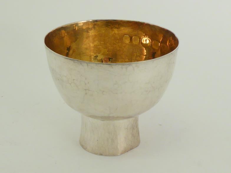 A modern silver goblet inspired by Chinese ceramic stem cup, mark of MBS in hexagonal punch, London, - Image 2 of 3