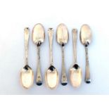 Six George I silver rat-tail dessert spoons, four London, 1715 and two London, no date letter
