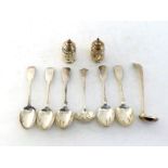 A set of five Victorian Fiddle pattern dessert spoons by Charles Boyton, London, 1858, initialled "
