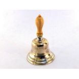 A Victorian silver table bell by George Fox, London, 1863, with baluster ivory handle, 12 cm.