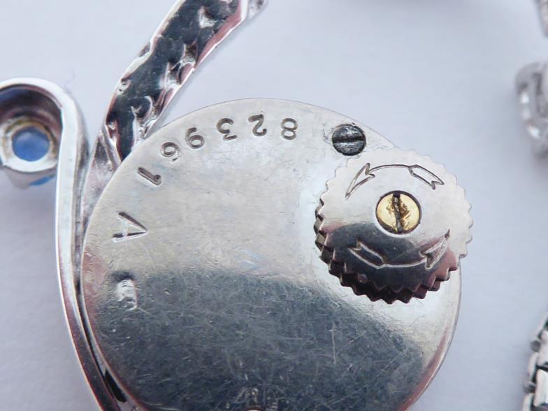 A 1950s sapphire and diamond pendant watch by Jaeger LeCoultre, the bezel set with small round cut - Image 5 of 5