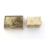 A Continental silver pill box with English import marks for London, 1980, rectangular with relief-
