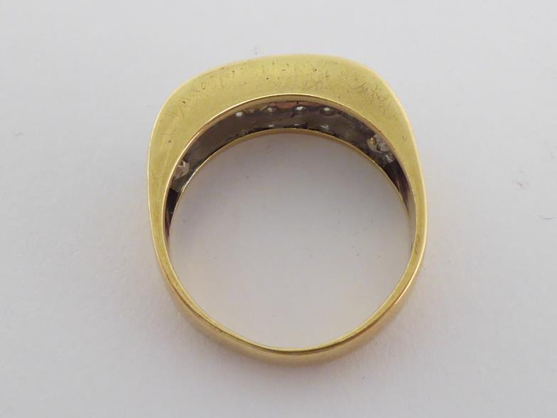 A diamond dress ring, the squared bezel set to the centre with two rows of uniform single-cut - Image 3 of 3