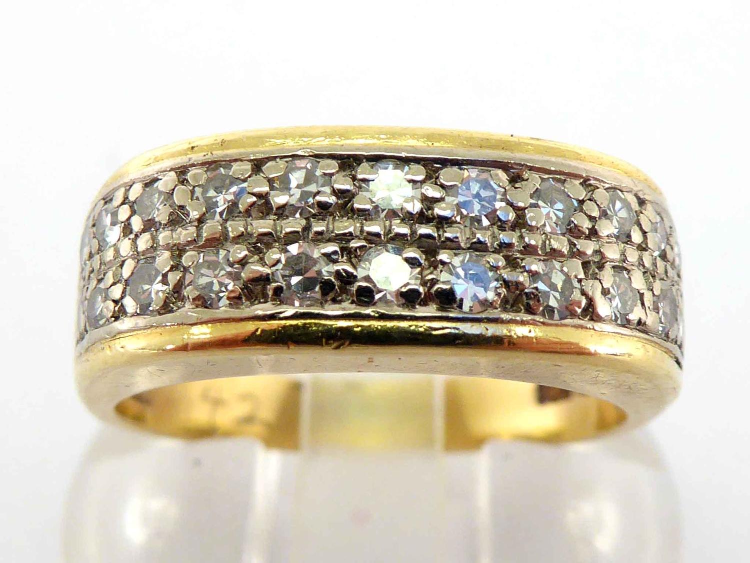 A diamond dress ring, the squared bezel set to the centre with two rows of uniform single-cut