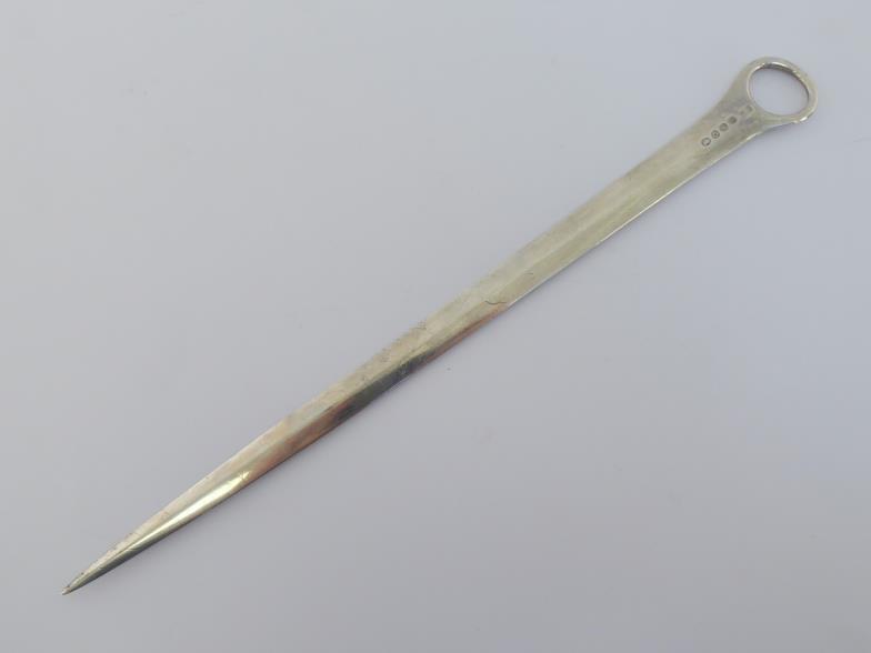 A George III silver ring-end meat skewer by Thomas Wallis (II), London, 1809, 30 cm. long, wt. 92 - Image 2 of 3