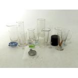 Thirteen various glass pharmaceutical/medical measures one in protective case, together with three