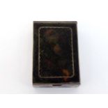 A silver-mounted glass stamp box with silver-mounted and inlaid hinged tortoiseshell cover, by