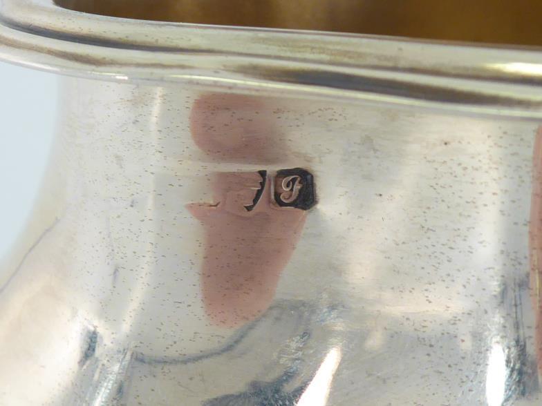 A silver tea caddy of oval quatrefoil form, marks indistinct, Chester, 1915, the four claw feet - Image 3 of 4