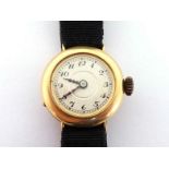 An early 20th century lady's 18 carat gold manual wind cocktail watch, the circular case with