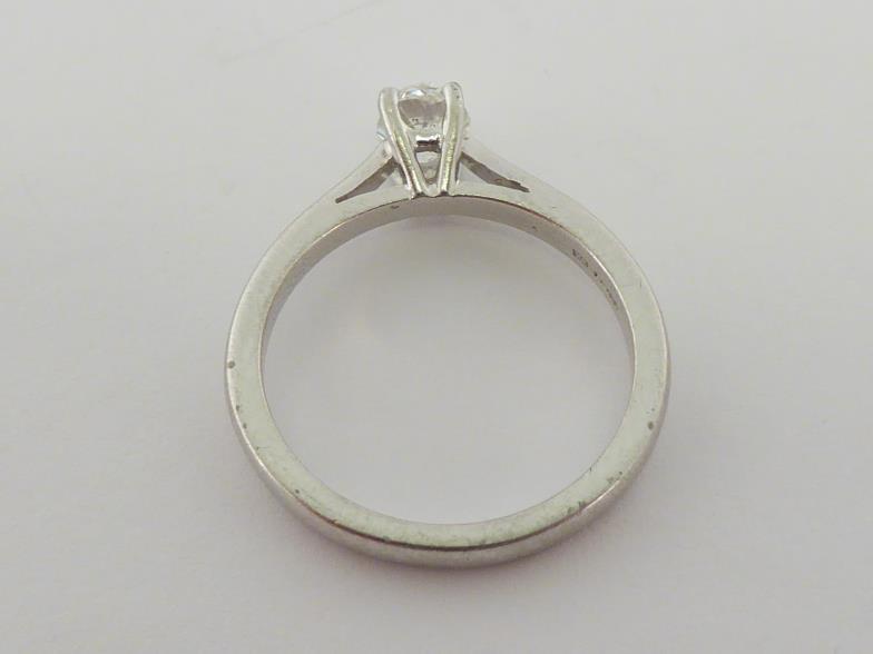 A single stone diamond ring, the mine cut approx. 0.50 carat, mounted in platinum, fully hallmarked, - Image 2 of 4