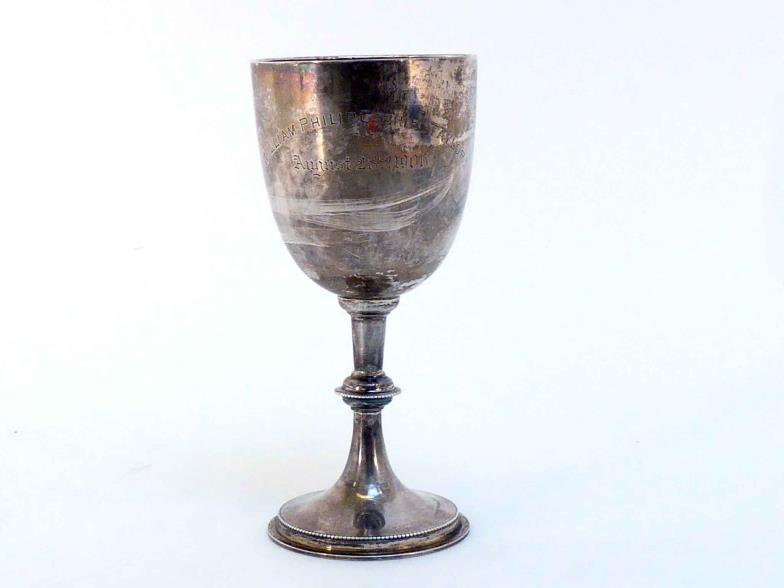 An Edwardian silver goblet, by Williams (Birmingham) Ltd., Birmingham, 1906, inscribed "William