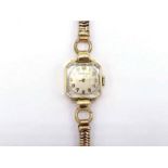 MOVADO for Tiffany & Co, a 1940s lady's 14 carat gold manual wind wristwatch, Geneva marks, the