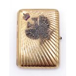 A fine Russian gem-set gold cigarette case, mark of GSP (Cyrillic), Odessa, 1908/17, with rayed