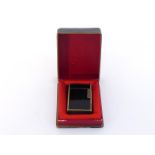 S.T Dupont, a Chinese black lacquer lighter, with red character signature, in its original red satin