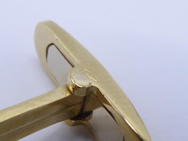 A pair of diamond cufflinks, the circular brushed gold links set to the centre with a cluster of - Image 3 of 4