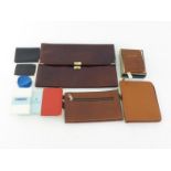 A mixed lot of leather bound stationery items, including a Smythson of Bond Street notepad (in its