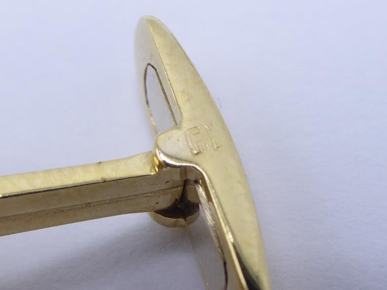 A pair of diamond cufflinks, the circular brushed gold links set to the centre with a cluster of - Image 4 of 4