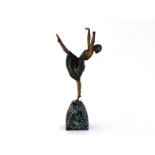 Samuel Lipchytz (1880-1943). A bronze of a female dancer standing on one foot, the other extended,