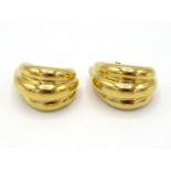 A pair of French 18 carat gold hoop earrings, retailed by David Morris, the post fittings with