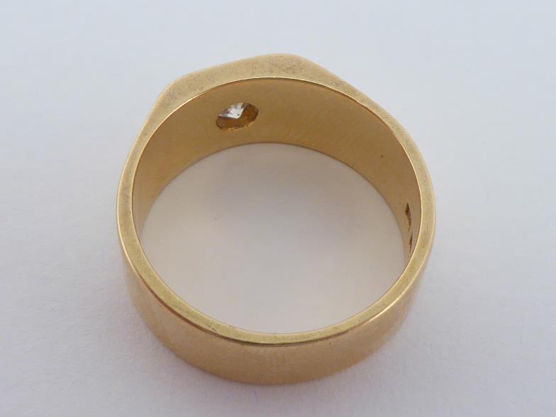 An 18 carat gold and diamond gentleman's ring, gypsy set to the centre with a small approx. 0.10 - Image 2 of 5