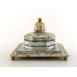 A presentation wedding jewellery casket in white and coloured mother of pearl, probably Palestinian,