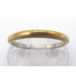 A 22 carat gold and platinum wedding band, inner band of platinum, finger size M, 3gms