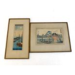 Two Japanese coloured block prints in frames by Utagawa Hiroshige (1797-1858), one depicting