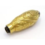 A French gold and gem-set cane handle, mark of JB with device between, circa 1890, chased with