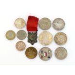 Eight various coins and commoratives, generally over 80% silver content, including a Maria Theresa
