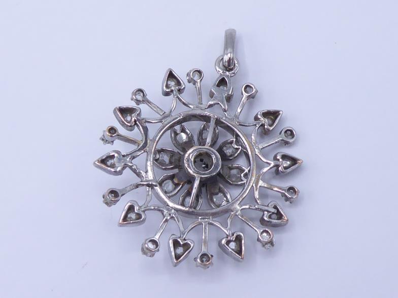 A Victorian diamond starburst pendant, the circular starburst set overall with rose cuts, mounted in - Image 2 of 2