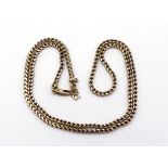 A yellow metal (tests 9 carat gold) chain, to lobster claw clasp, 60cm long, 30gms CONDITION: good